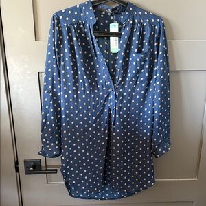 Fun 2 Fun Stitch Fix Navy Blouse with Tan Polka Dots - BNWT